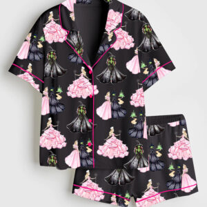 Women's Wicked Print Short Sleeve Satin Pajama Set