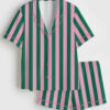 Womenâ€™s Wicked Stripe Print Short Sleeve Satin Pajama Set