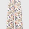 Women's Wild Grasses Watercolor Floral Whimsical Nature Medium Playful Pink Rustic Tie Pants