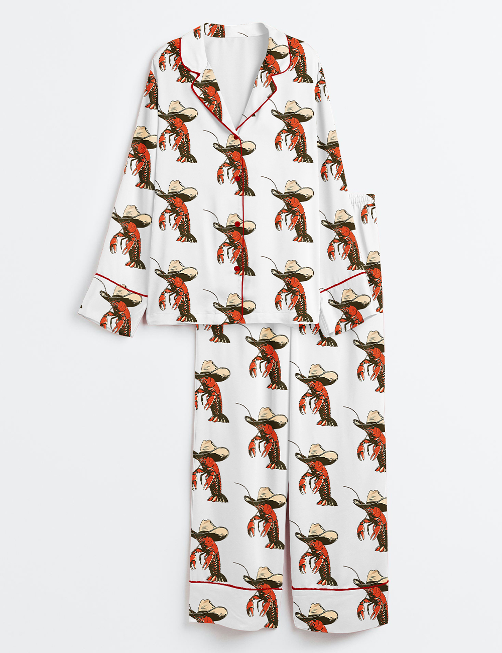 Womenâ€™s Yee-claw Crawfish Cowboy Long Sleeve Satin Pajama Set