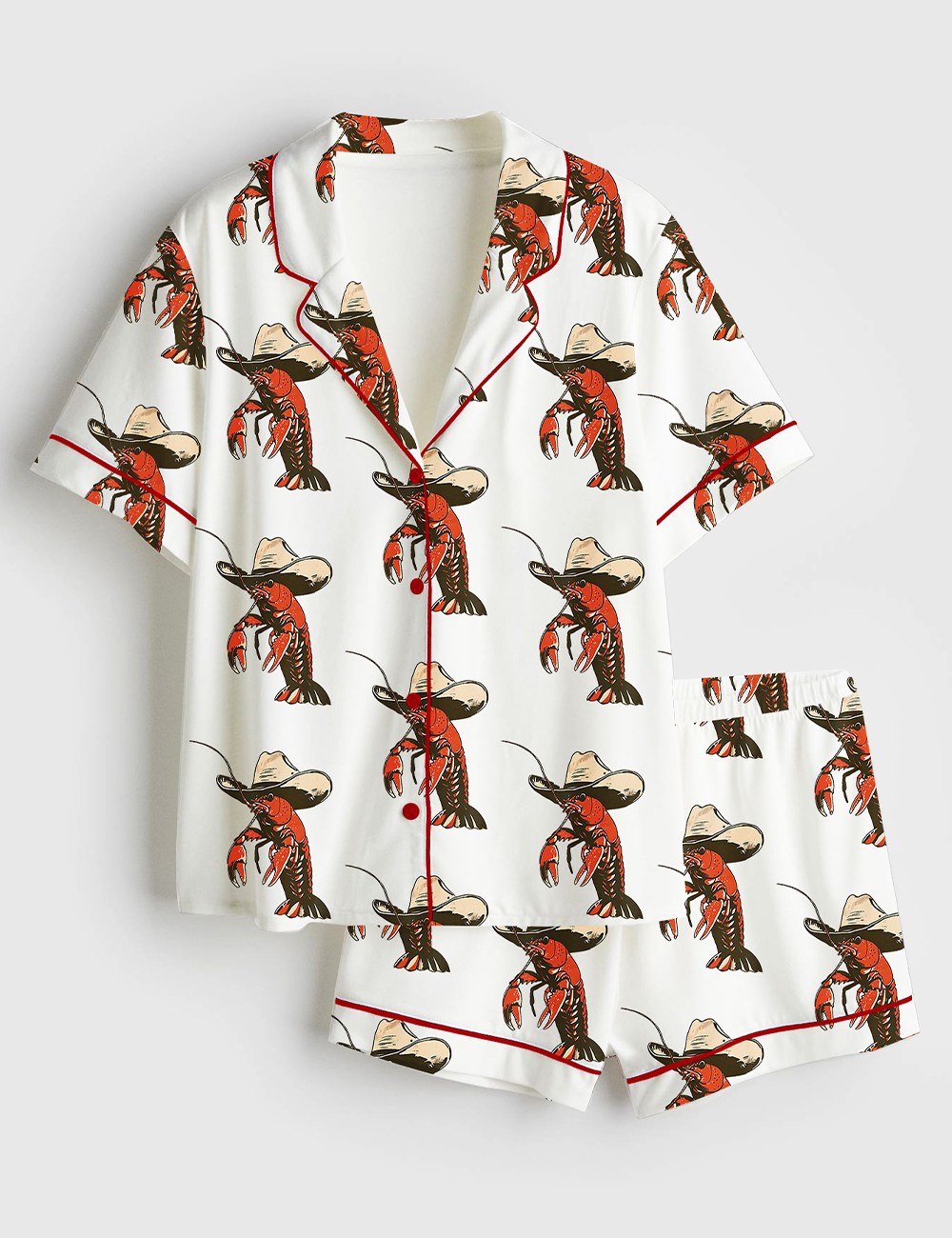 Women’s Yee-claw Crawfish Cowboy Short Sleeve Satin Pajama Set