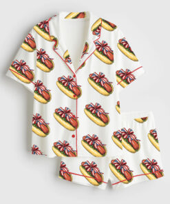 Women's You Look Like The 4th Of July Hot Dog Short Sleeve Satin Pajama Set