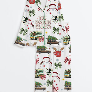 Women's You Serious Clark Christmas Vacation Long Sleeve Satin Pajama Set
