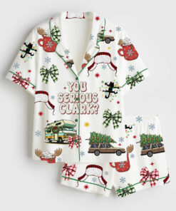 Women's You Serious Clark Christmas Vacation Short Sleeve Satin Pajama Set