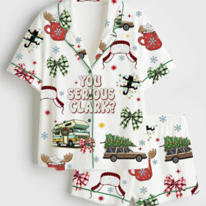 Women's You Serious Clark Christmas Vacation Short Sleeve Satin Pajama Set