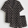 Women'sÂ Polka Dot Print Short Sleeve Satin Pajama Set