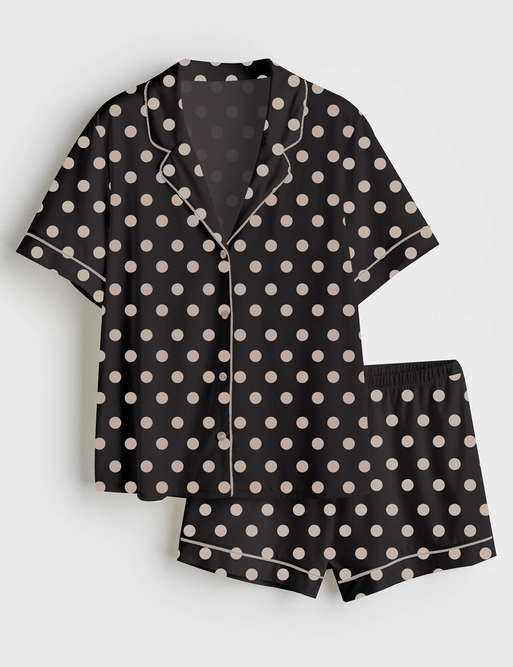 Womenâ€™sÂ Polka Dot Print Short Sleeve Satin Pajama Set