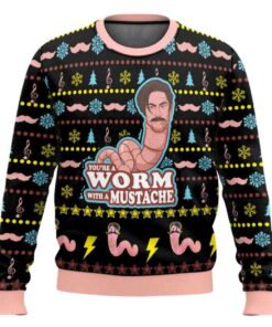Worm With A Mustache James Kennedy Ugly Christmas Sweater
