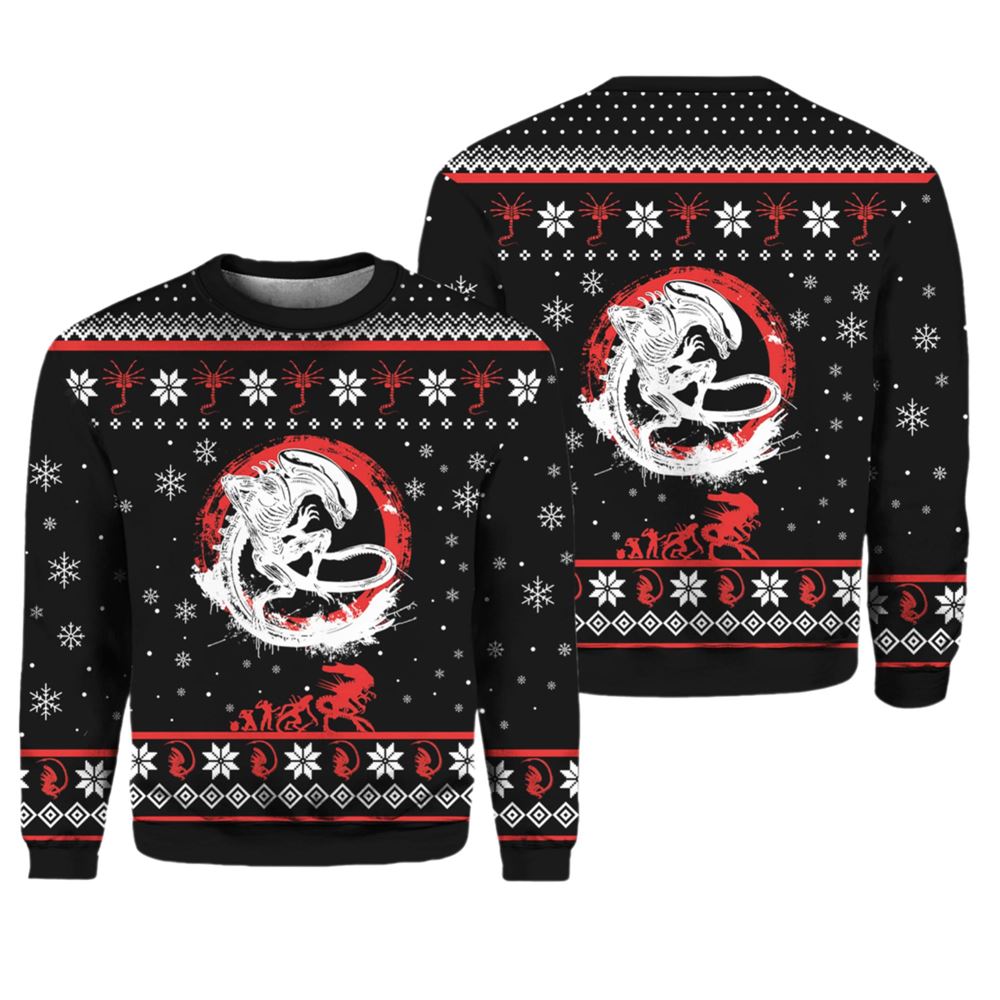 Xenomorph Alien Christmas Ugly Sweater - Grishko.com