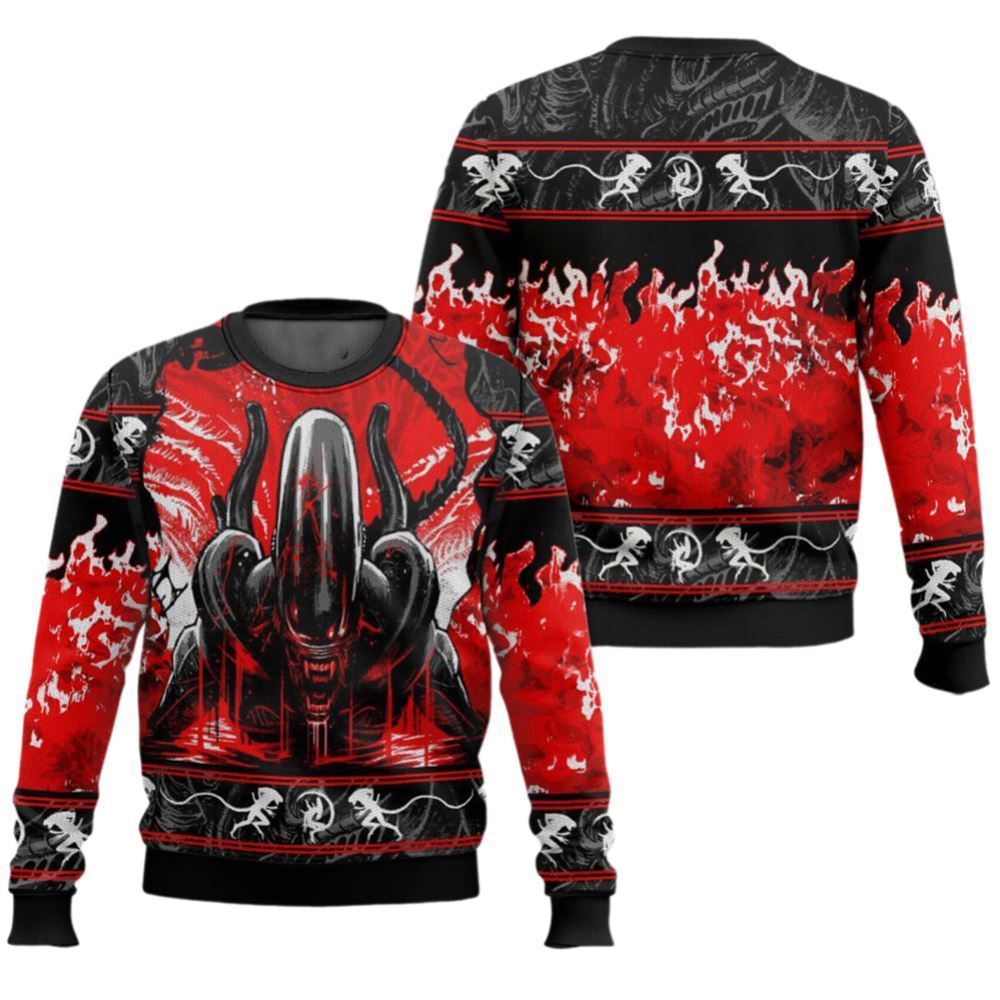 Xenomorph Alien Ugly Christmas Sweater - Grishko.com