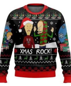 Xmas Rock Beavis and Butthead Ugly Christmas Sweater