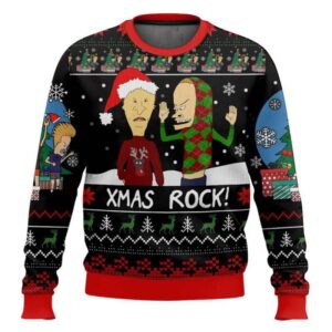 Xmas Rock Beavis and Butthead Ugly Christmas Sweater