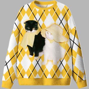Yellow Cats Friend Ugly Christmas Sweater - gullprint.com