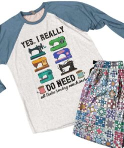 Alternative view of Yes I Really Do Need All These Sewing Machines Raglan Lounge Pajamas