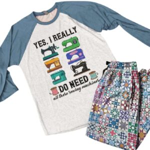 Alternative view of Yes I Really Do Need All These Sewing Machines Raglan Lounge Pajamas