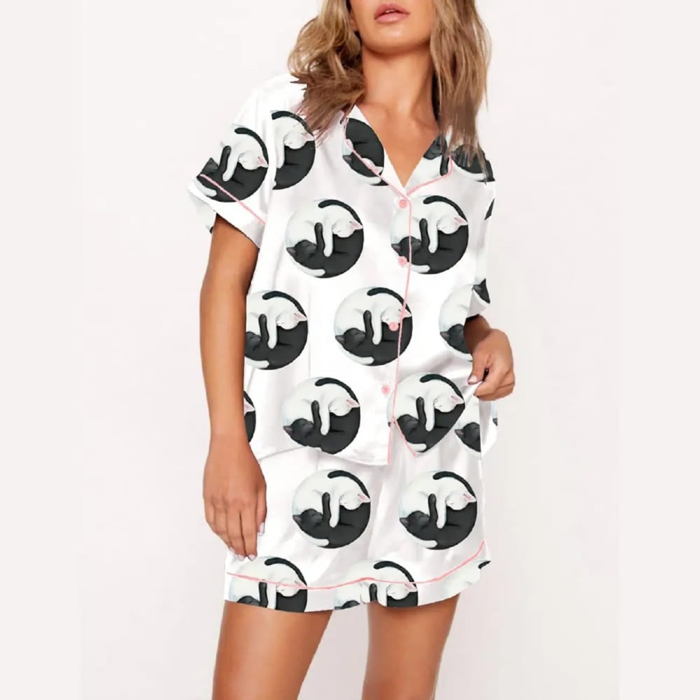 YinYang Cute Cats Print Pajama Set - Image 2