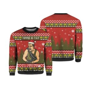Alternative view of Yippee Ki Yay It's Christmas Die Hard Ugly Christmas Sweater - Grishko.com