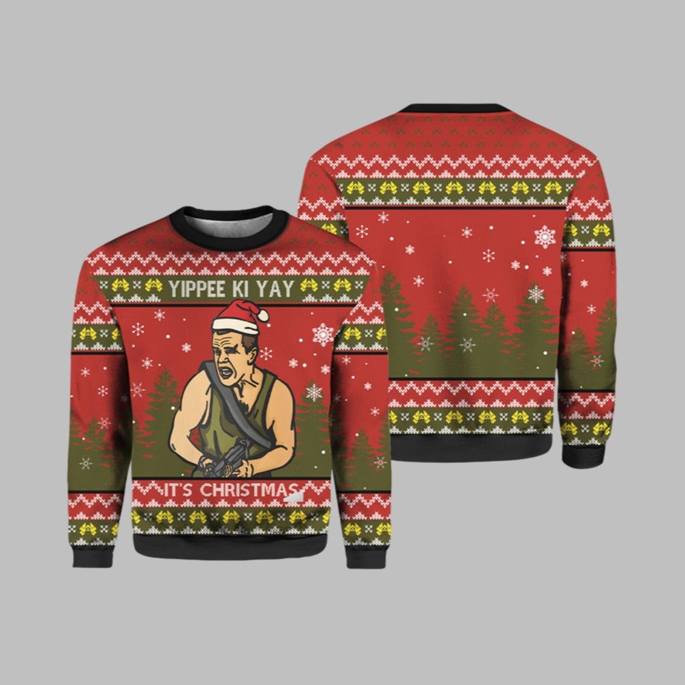Yippee Ki Yay It's Christmas Die Hard Ugly Christmas Sweater - Grishko.com
