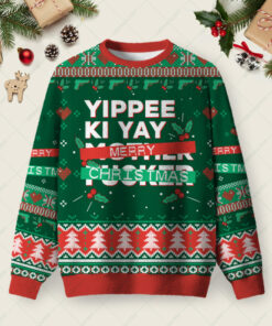 Yippee Ki Yay Merry Christmas Ugly Christmas Fuzzy Fleece Sweatshirt
