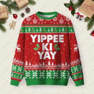 Yippee Ki Yay Ugly Christmas Fuzzy Fleece Sweatshirt