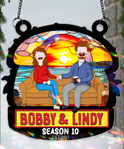 Alternative view of You And Me, Seasons Series - Personalized Christmas Suncatcher Ornament - Burger Couple Ornament