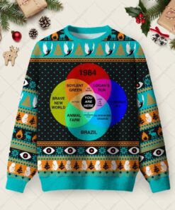 You Are Here Ugly Christmas Fuzzy Fleece Sweatshirt
