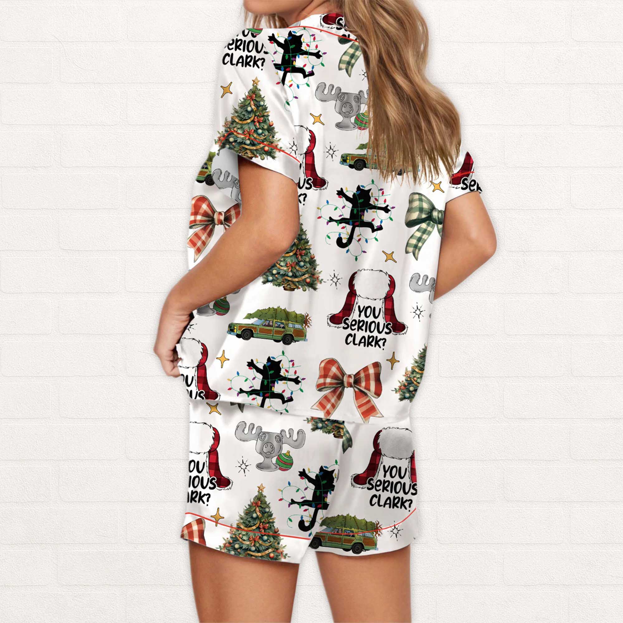 You Serious Clark Christmas Silky Satin Pajama Set - Image 3