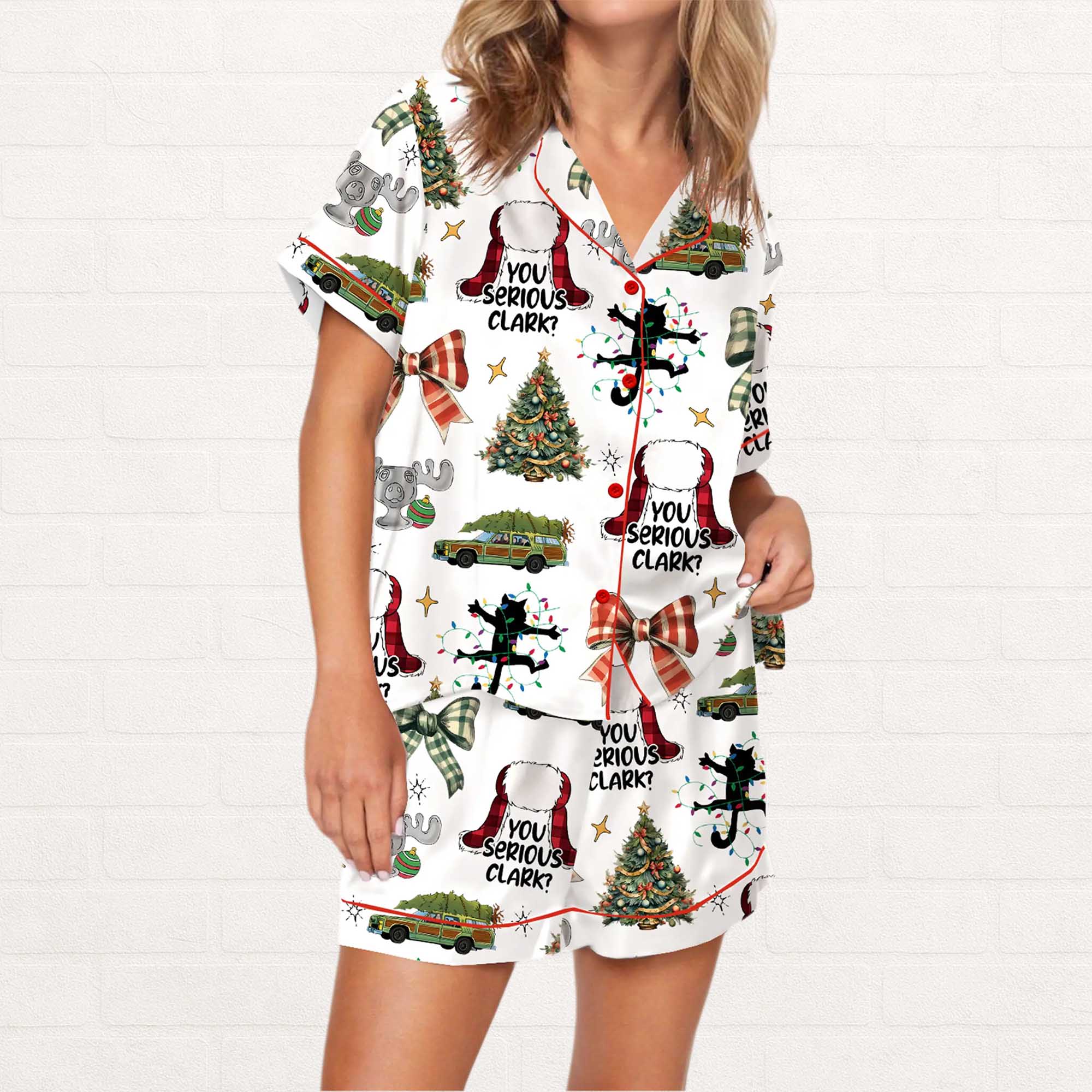 You Serious Clark Christmas Silky Satin Pajama Set - Image 2