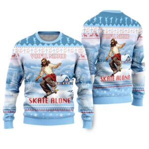 You'll Never Skate Alone Christian Skateboarding Ugly Christmas Sweater - Grishko.com