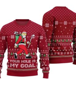 Alternative view of Your Hole Is My Goal Golf Ugly Christmas Sweater