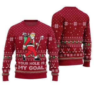 Alternative view of Your Hole Is My Goal Golf Ugly Christmas Sweater - Grishko.com