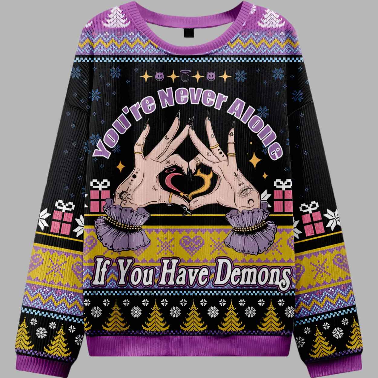 You're Never Alone If You Have Demons Ugly Christmas Sweater - gullprint.com