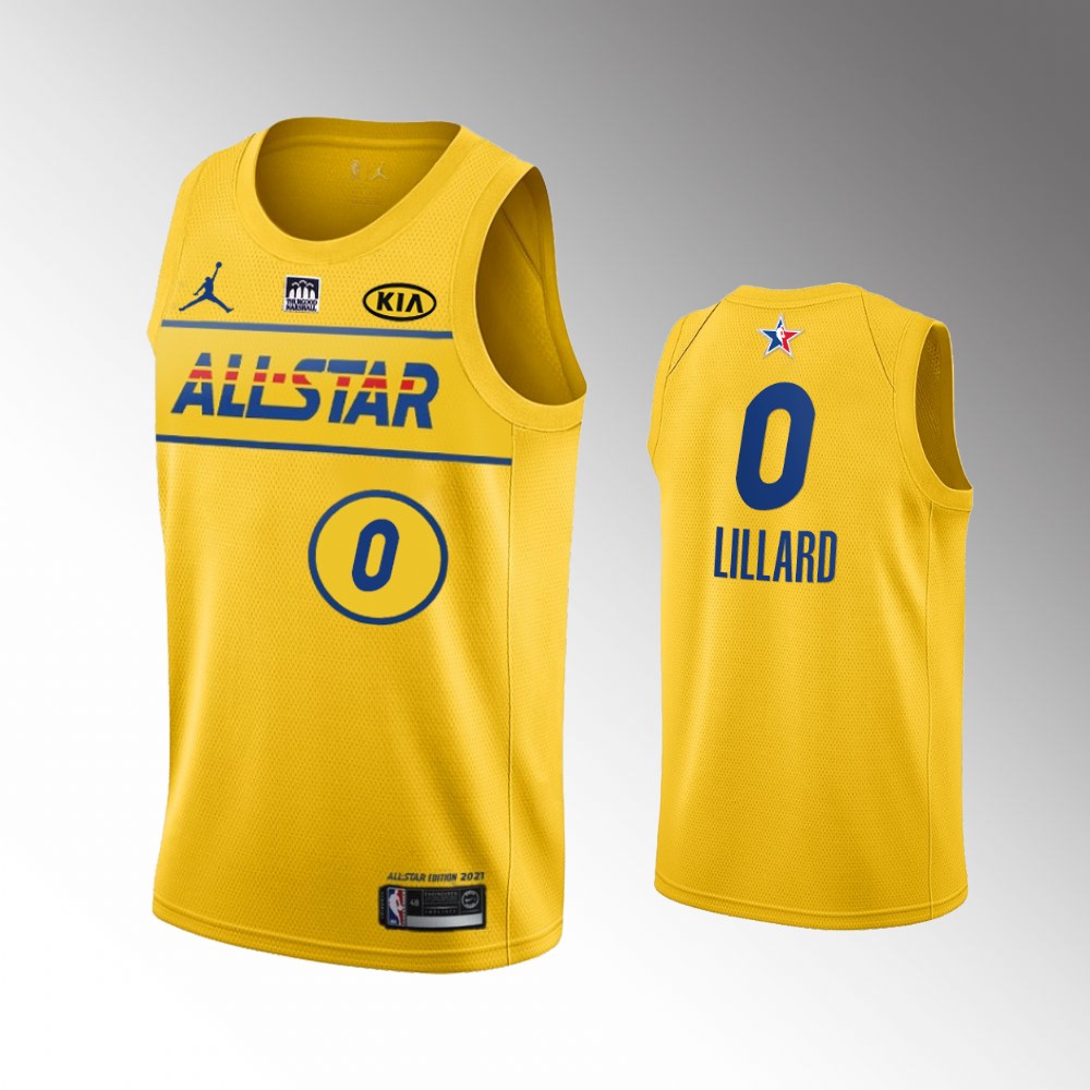 #0 Damian Lillard Portland Trail Blazers 2021 All-star Lillard Jersey Gold