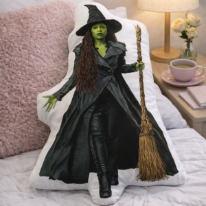 Mystic Witch Character Pillow – Gothic Fantasy Home Décor Cushion