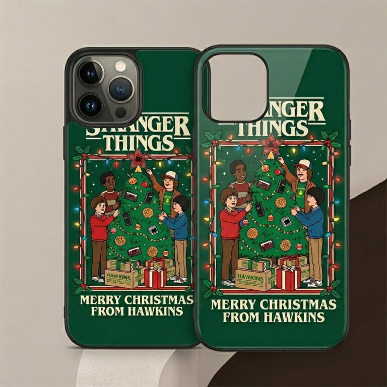 Stranger Things Christmas Phone Case - "Merry Christmas From Hawkins" Green Cover