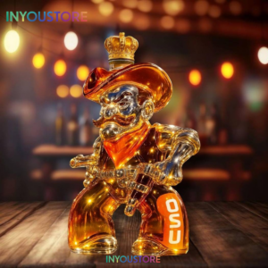 Pistol Pete Oklahoma State Cowboys Whiskey Bottle
