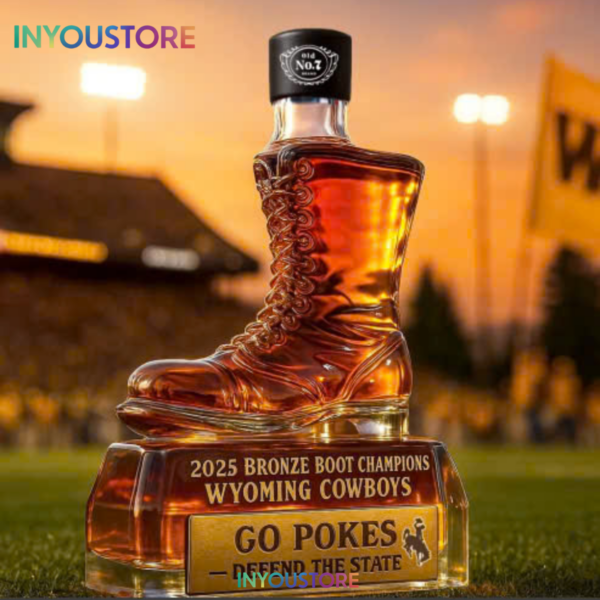 Wyoming Cowboys 2025 Bronze Boot Champions Whiskey Bottle