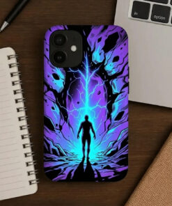 Cosmic Lightning Portal – Neon Energy Phone Case