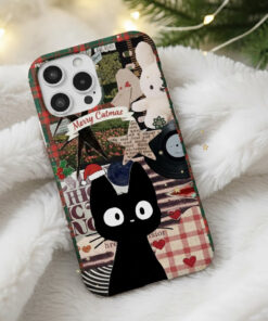 Ghibli Jiji Cat "Merry Catmas" Christmas Collage Phone Case