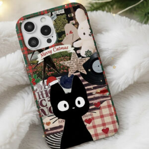 Ghibli Jiji Cat "Merry Catmas" Christmas Collage Phone Case