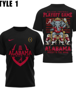 Alabama Crimson Tide College Football Playoff Game Alabama Accepts The Rose 3D Shirt 2026