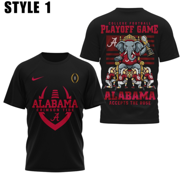 Alabama Crimson Tide College Football Playoff Game Alabama Accepts The Rose 3D Shirt 2026