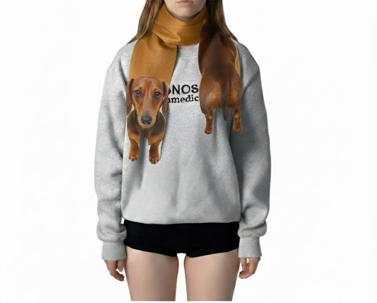 Animal Scarf – Dachshund Dog Scarf, Novelty Silk Scarf, Funny Pet Scarf