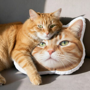Animal Pillow – Ginger Tabby Cat Pillow, Cute Pet Cushion, Funny Cat Home Decor
