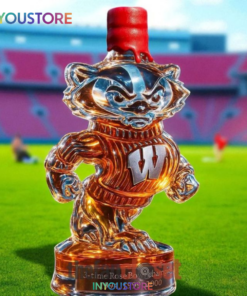 Wisconsin Badgers 3 Times Rose Bowl Champions Whiskey Bottle