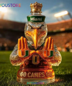 Miami Hurricanes Go Canes Go Whiskey Bottle