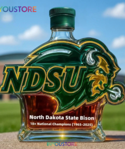 North Dakota State Bison 18x National Champs Whiskey Bottle