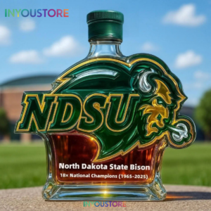 North Dakota State Bison 18x National Champs Whiskey Bottle
