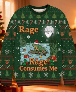 Rage Consumes Me Ugly Sweatshirt, Funny Frog Pond Christmas Sweater