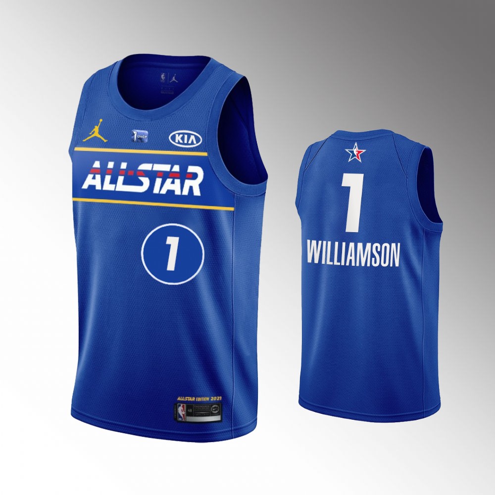 #1 Zion Williamson New Orleans Pelicans 2021 All-star Williamson Basketball Jersey Blue